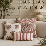 Rodos 3’lü Coral Kırlent Seti Beyaz – 30x60, 40x40, 50x50 Dolgulu Kırlent